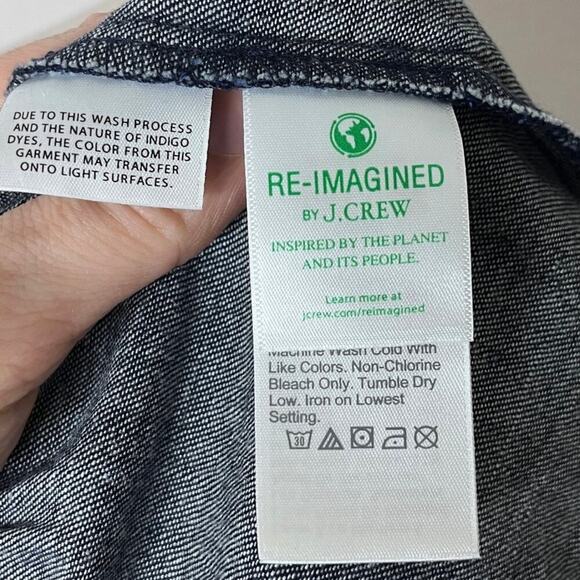 J. Crew Womens Puff-Sleeve Chambray Smocked Top S Blue Peplum Peasant Boho BE570 - Picture 5 of 7